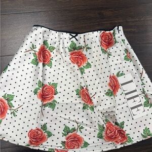 NWT Life Satin Micro Mini Skirt‎ // Coquette Floral Polka Dot